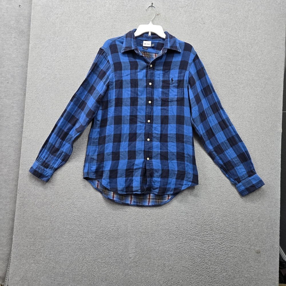 Polo Ralph Lauren Men Button Up Shirt M Blue Buffalo Check Flannel Classic Fit